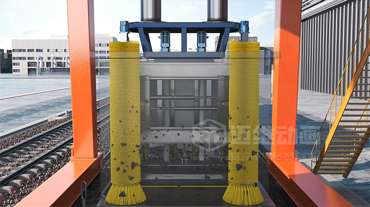 工業(yè)三維動畫賦能：火車箱粘凍煤清車機(jī)器人自動化清掃工藝可視化方案(圖4)